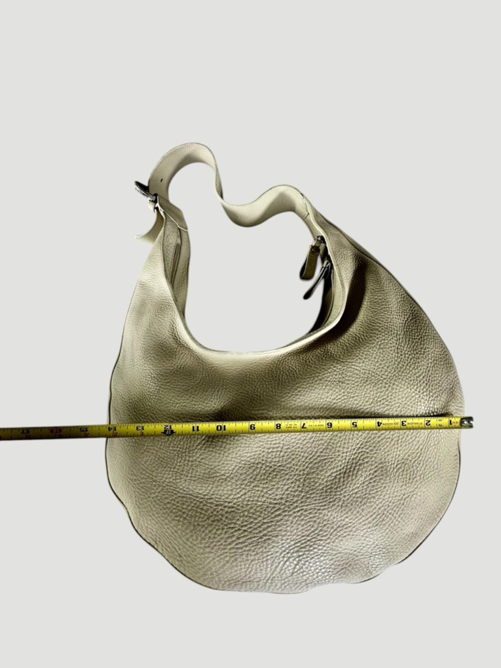 Donald J. Pliner White Leather Pebbled Hobo Shoulder Bag - Picture 7 of 13